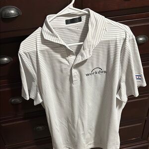 G/FORE Striped Polo Shirt - White and Gray